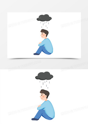 手绘卡通情绪低迷免抠素材