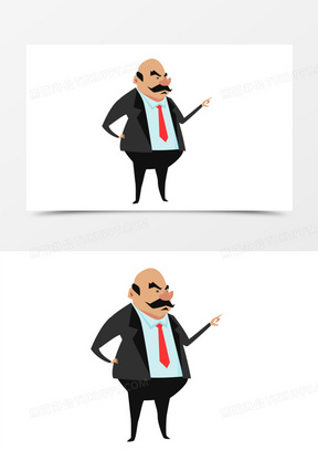 手绘卡通土豪大老板素材