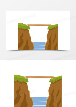 手绘卡通独木桥素材