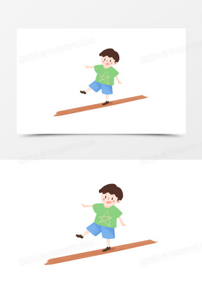 卡通手绘过独木桥元素