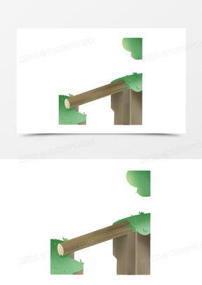 卡通手绘独木桥小元素