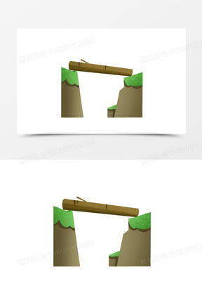 卡通独木桥小元素