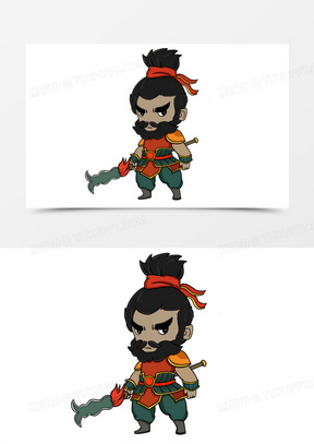 手绘q版卡通张飞元素