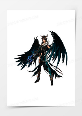 黑翅膀天使立绘游戏人物