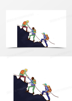 卡通手绘团队攀登元素
