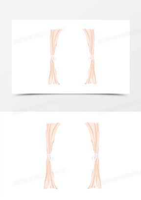 手绘插画风纱帘免抠元素