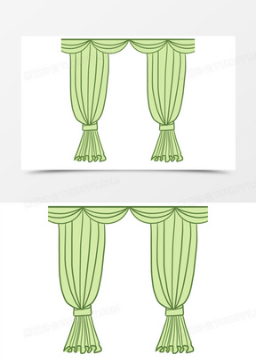 手绘窗帘免抠素材