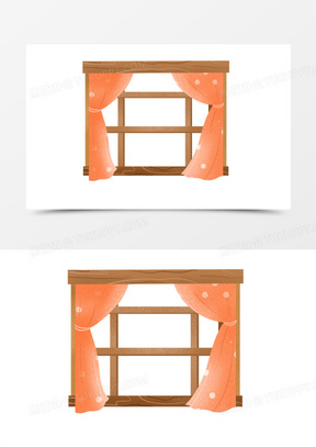 手绘窗帘免抠元素