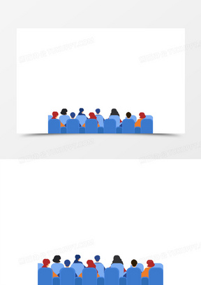 手绘卡通观众背影素材