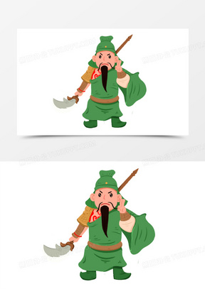 手绘三国人物关羽免抠元素