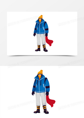 手绘卡通攀登者免抠素材