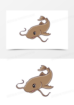 手绘卡通鲶鱼元素