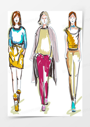 手绘模特走秀