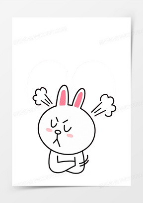 气愤的粉白色可爱小兔子