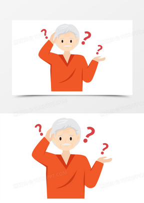 卡通手绘老年人健忘忘记事情素材