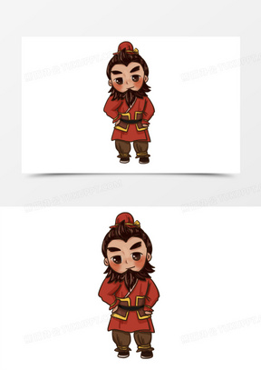 手绘卡通q版张飞元素