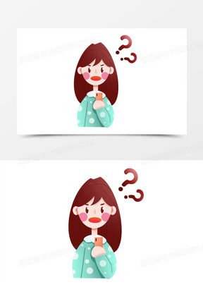 卡通手绘女生忘记密码元素