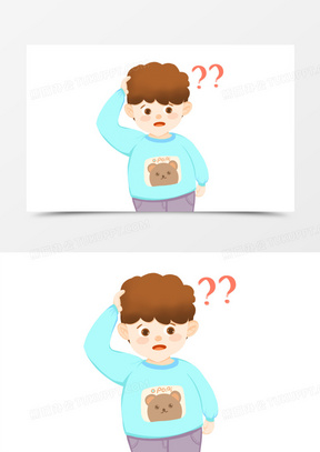 手绘健忘症小孩元素