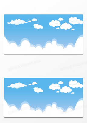 蓝色卡通风蓝天白云背景