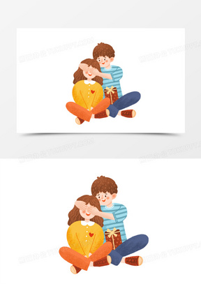 卡通手绘热恋的情侣免抠素材