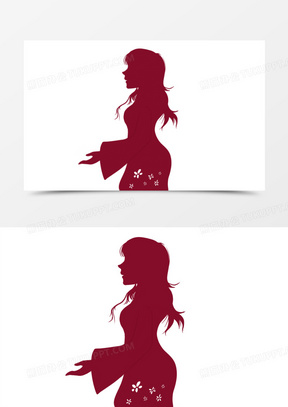 扁平女性侧身剪影元素