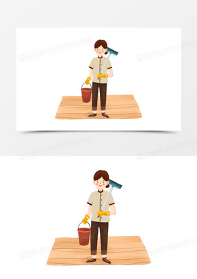 250手绘卡通扫地阿姨环卫工免抠素材570手绘卡通保洁阿姨免抠素材530