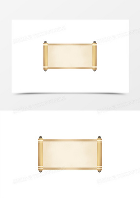 手绘古风打开的卷轴边框免抠元素