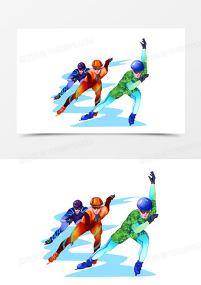卡通手绘冬奥会运动员滑冰免抠元素