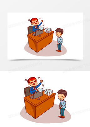 手绘卡通上司责骂员工素材