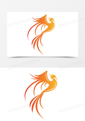 手绘简约凤凰剪贴画装饰素材