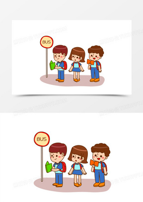660卡通手绘排队中表情包元素231手绘卡通儿童排队过马路素材531手绘