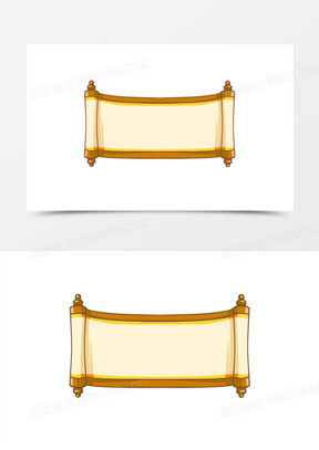 手绘横卷轴免抠边框元素