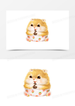 卡通可爱仓鼠吃瓜子装饰图案