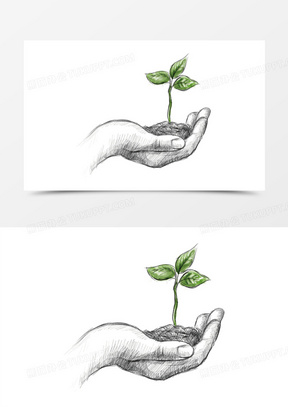 矢量手绘手掌托起