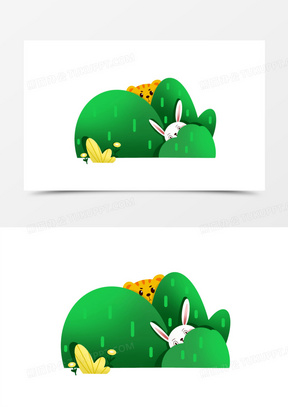 卡通手绘小动物捉迷藏元素