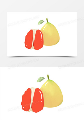 红心蜜柚水果元素20手绘柚子红心蜜柚素材11卡通手绘红蜜柚蜜柚素材