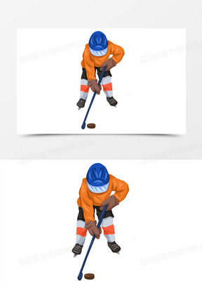 手绘卡通冰球运动元素