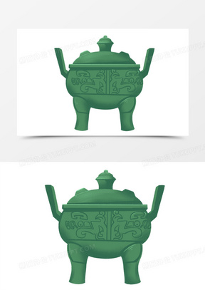 手绘古代青铜炼丹炉免抠元素
