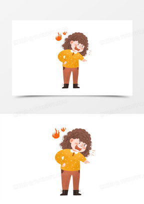 卡通手绘发火的妈妈免抠素材