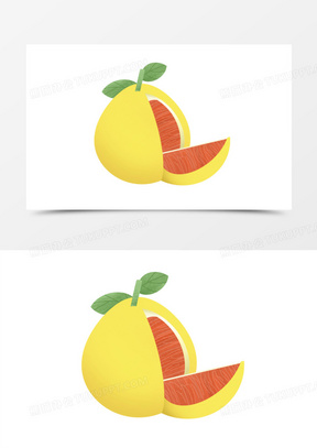 卡通手绘红蜜柚蜜柚素材