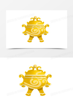 卡通手绘炼丹炉古代文物素材