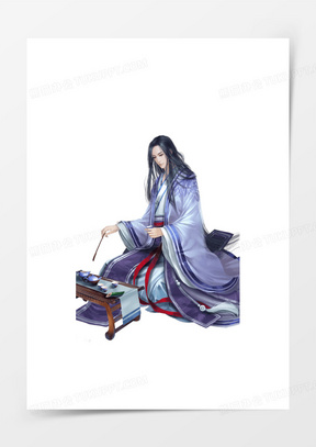 古风立绘中国风桌子喝茶男子帅哥