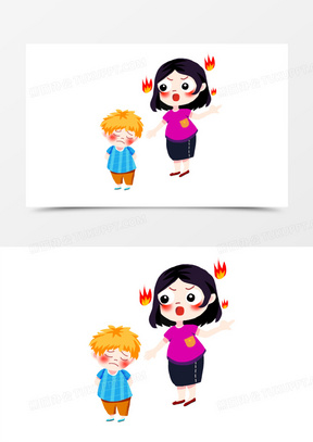 画风妈妈训斥孩子免抠元素10手绘老板训斥员工免抠元素110手绘卡通