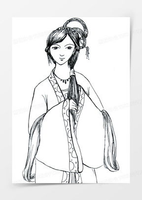 中国风古代模特剪影