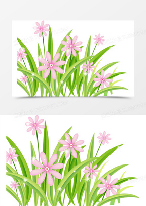 2295小花小草矢量草丛矢量1703卡通清新草地草丛花121矢量长着小花的
