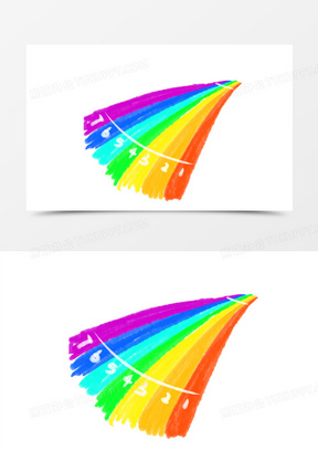 手绘梦幻彩虹跑道元素