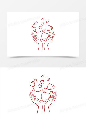 手绘线条发射爱心手势这是素材