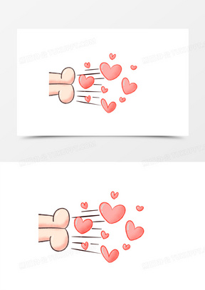 手绘可爱卡通发射爱心装饰元素