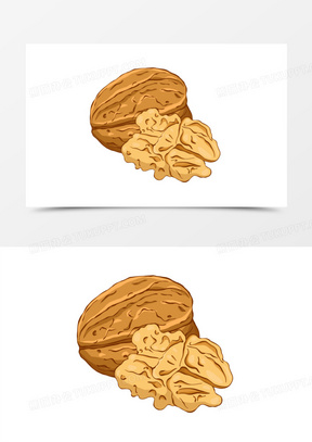 手绘卡通核桃素材