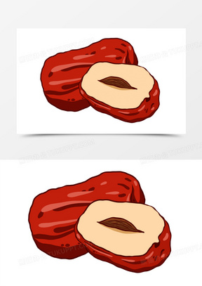 简约手绘彩色卡通红枣素材